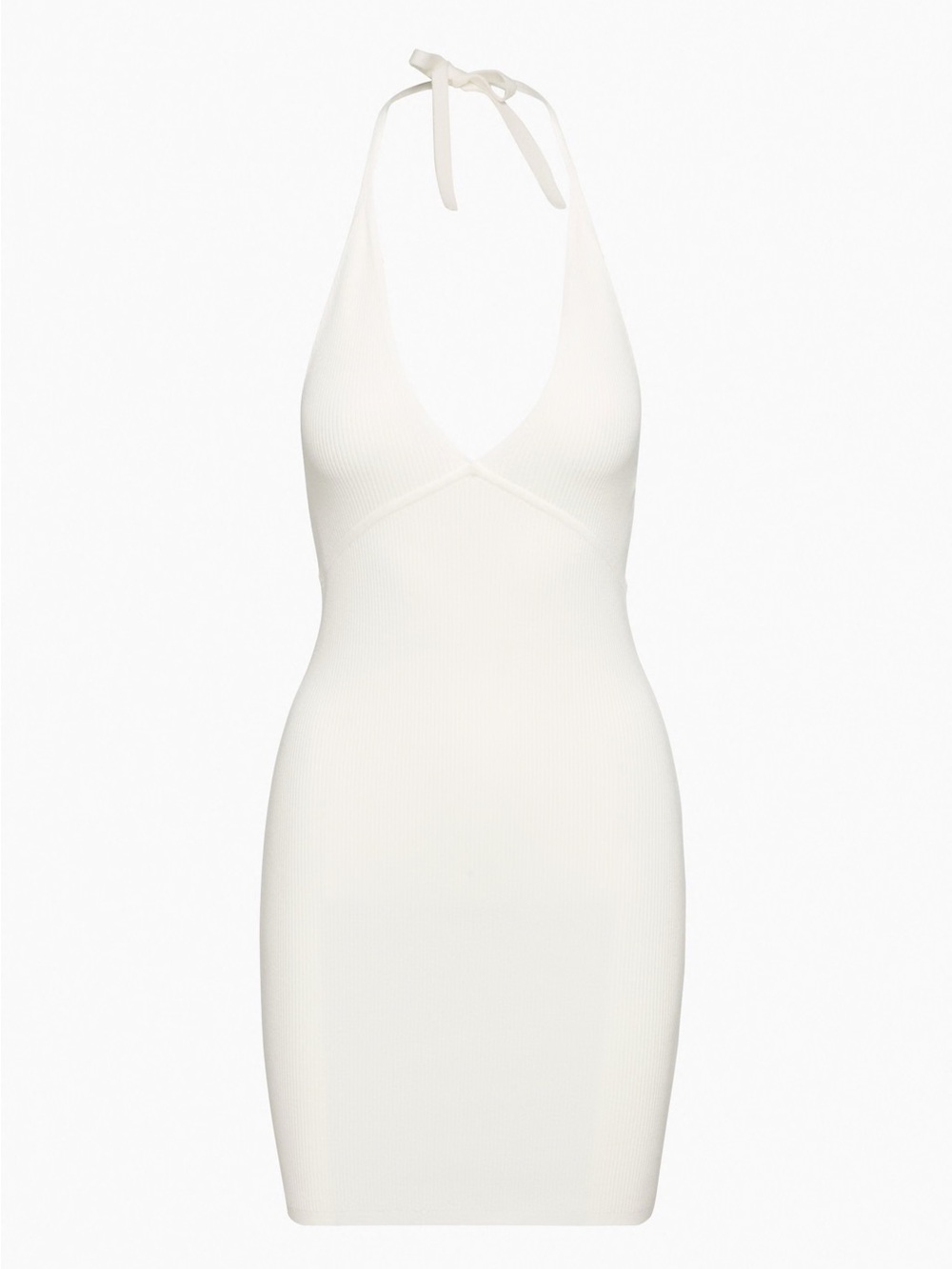 Aritzia White Ribbed Halter Mini Dress